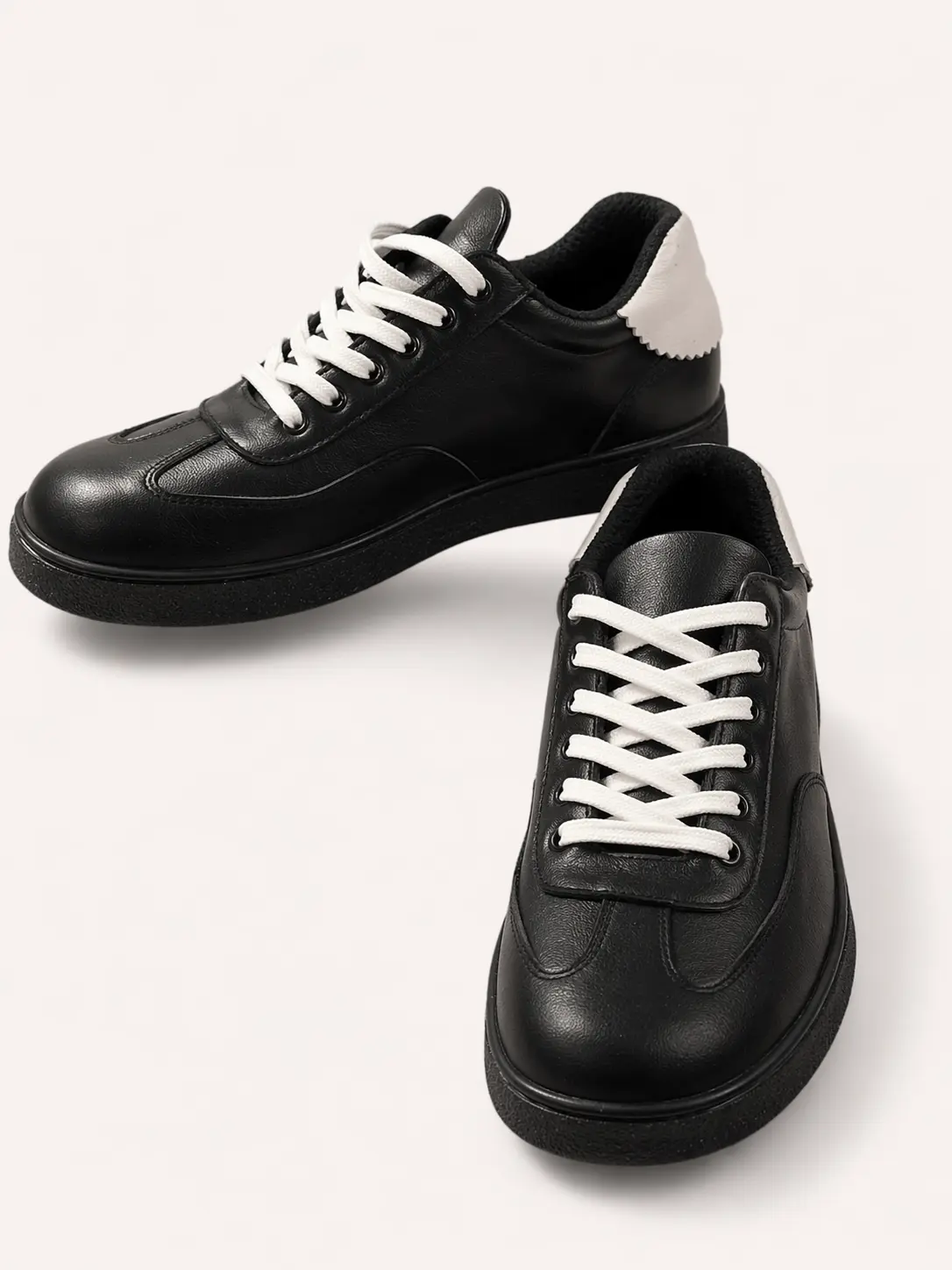 Black Leather Ergonomic Sneakers
