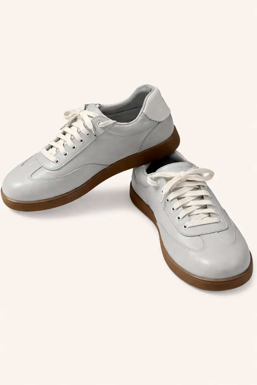 Light Gray Leather Ergonomic Sneakers