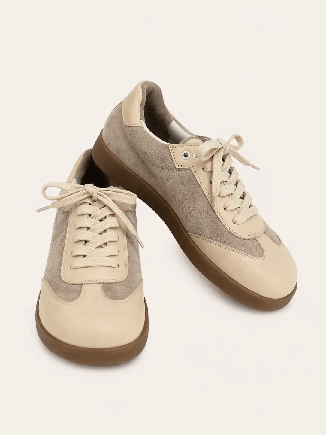 Retro Leather-Suede White Sneakers